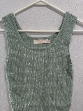 L. C. Sleeveless Knit Tank Top in Sage Green